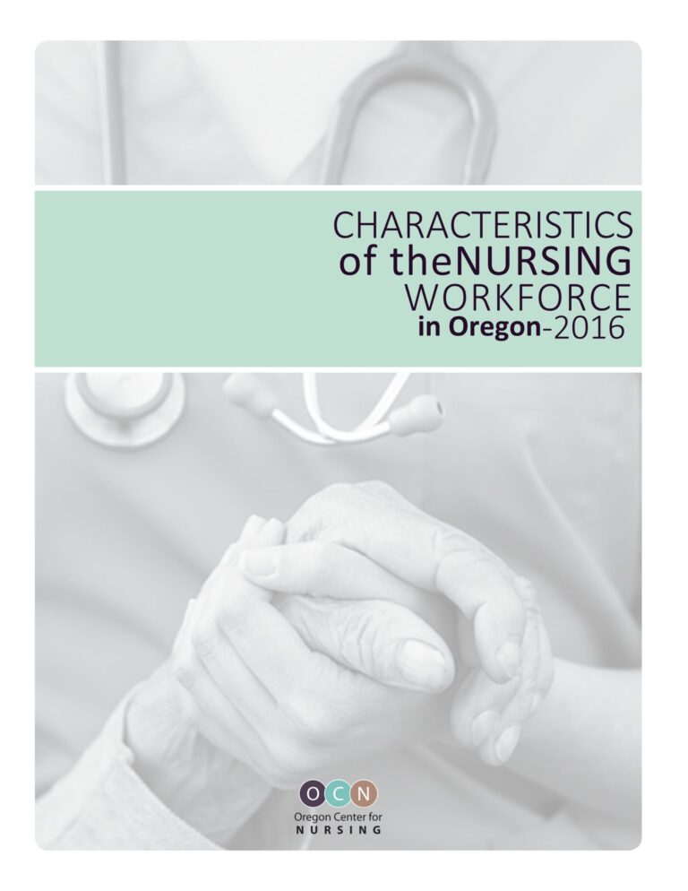 Cover page of the 2016 Oregon nursing workforce report highlighting demographic trends and challenges