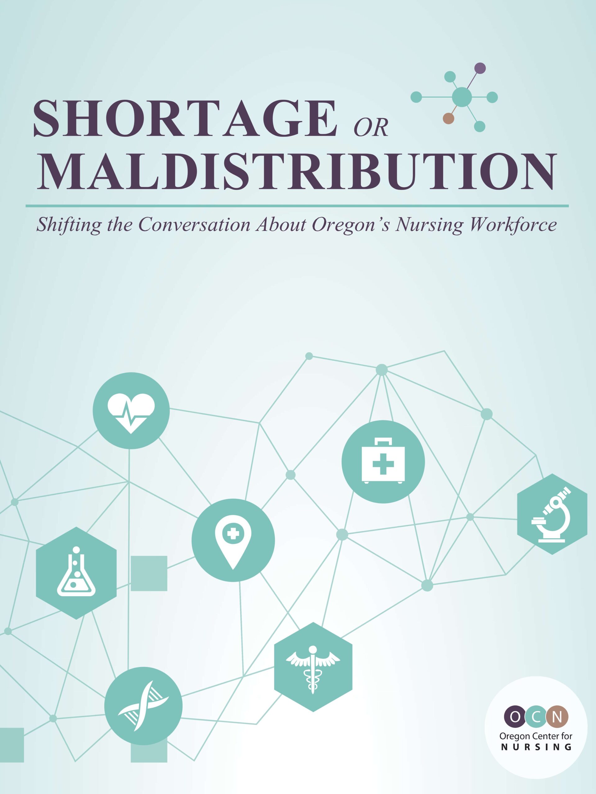 Oregon nursing workforce connections illustration with medical and location icons