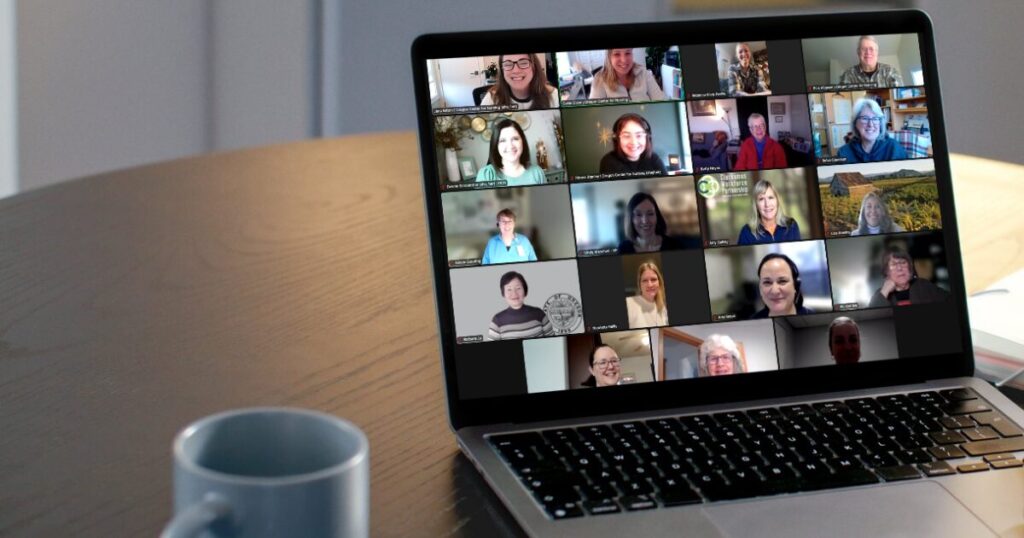 Image of Zoom meeting participants from The Oregon Center Friday Huddle Event